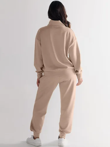 Vista 5 de ANRABESS Womens 2 Piece Outfits Sweatsuit Half Zip Long Sleeve Cropped Sweatshirt Jogger Sweatpants Travel Tracksuit Set
