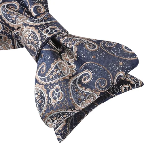 Vista 82 de HISDERN Pajaritas para hombre, corbatín de cachemira para hombre, corbata de lazo y bolsillo cuadrado, juego formal de esmoquin para boda
