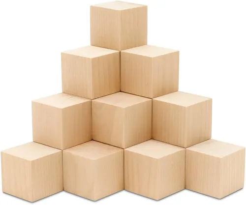 Vista 11 de Cubos de madera de 1 pulgada, paquete de 25 bloques de madera pequeños, bloques de madera para manualidades, STEM, construcción y dados de madera