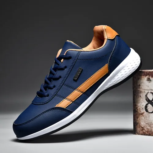Vista 5 de Unybwonn Tenis casuales para hombre, cómodos zapatos de moda para caminar, tenis transpirables con cordones para correr, zapatos ligeros para hombre