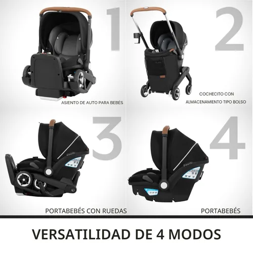 Vista 4 de Evenflo GOLD Shyft DualRide Silla de coche y cochecito para bebé Combo con almacenamiento de equipaje (Gris Luna de Miel)