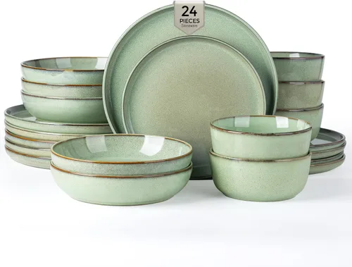 Vista 25 de GBHOME Juego de vajilla de cerámica para 4, 12 piezas, platos y cuencos de cerámica, platos resistentes a los arañazos, aptos para lavavajillas