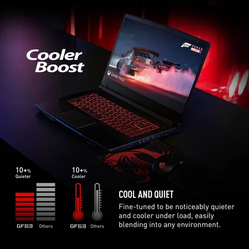 Vista 3 de msi Portátil para juegos GF63 delgado, pantalla FHD de 15.6 pulgadas, 144 Hz, Intel Core i5-12450H de 12ª generación, NVIDIA GeForce RTX 4050, 16 GB