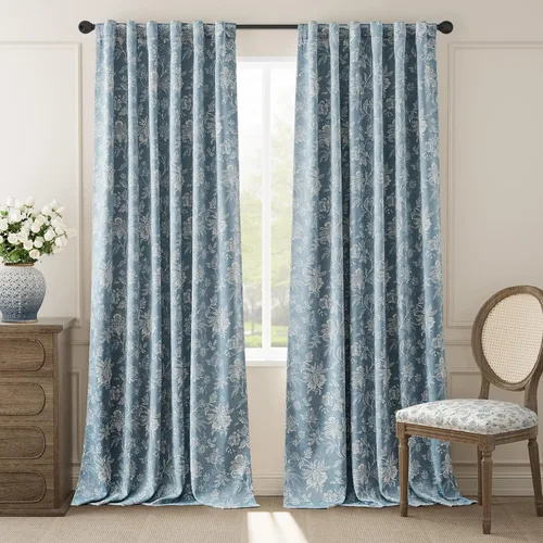 Vista 32 de jinchan Cortinas Opacas Florales para Dormitorio, 63 Pulgadas de Largo Cortinas Opacas con Estampado de Flores, Estilo Campo Francés con Pestañas
