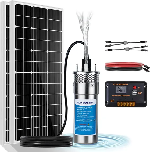 Vista 10 de ECO-WORTHY Kit de bomba sumergible solar, kit de panel solar de 100 W y bomba de pozo profundo de 12 V CC - 100 pies/98.4 ft