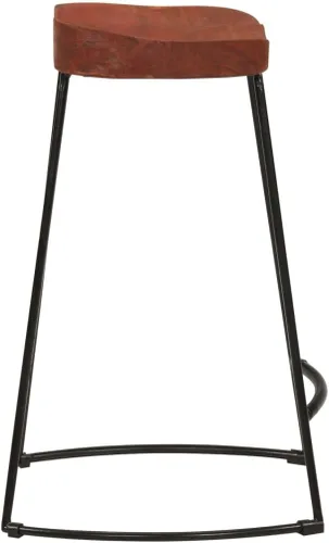 Vista 6 de Bar Stool Set of 2 Natural Mango Wood with Powder-Coated Iron Frame for Home Bar Kitchen Counter Retro Style Durable Seating Marrón