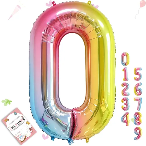 Vista 131 de Globos grandes de 40 pulgadas de números del 0 al 9, globos numéricos para decoración de fiesta de cumpleaños, globos de helio de aluminio