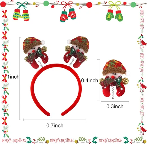 Vista 2 de Juego de 12 diademas y sombreros de Navidad para fiestas, decoración navideña para fiestas de temporada navideña y accesorios para cabina de fotos