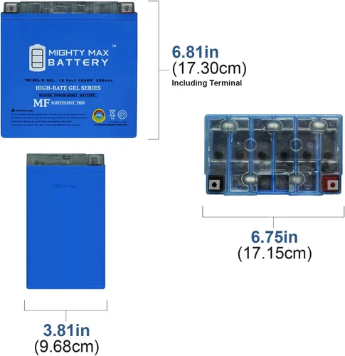 Vista 2 de Mighty Max Battery YB16CL-B Gel 12V 19AH Batería para 1997 Sea Doo GTI 5641
