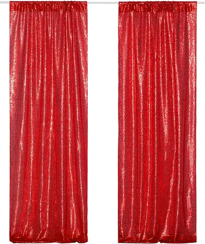 Vista 45 de Poise3EHome - Cortinas de lentejuelas con purpurina champagne, 2 piezas de 2 x 8 pies, paneles de purpurina para fiesta de Halloween, fiesta