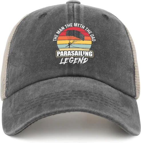 Vista 9 de The Mans The Myth The Dad Parasailing Sombrero para hombre Gorras de béisbol a la moda, sombrero de entrenamiento lavado ligero