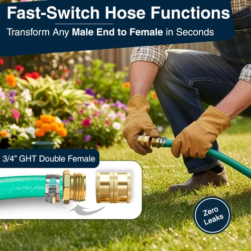 Vista 2 de DBR Tech® Adaptador de manguera hembra a hembra Conector de manguera de jardín resistente a prueba de fugas, accesorios de latón de agua GHT