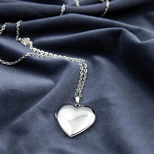 Vista 4 de PHOCKSIN Relicario collar para mujer que sostiene imágenes relicario de fotos para niñas Pulido y grabado Forever in My Heart& I Love You Mom