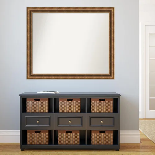 Vista 58 de Amanti Art Espejo de pared personalizado no biselado (25 x 25 pulgadas), marco de bronce acentuado, varios tamaños personalizados, espejo de baño