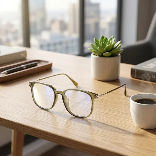 Vista 4 de Shiratori Square Blue Light Blocking Glasses for Women Men, Lightweight Frame Anti Eyestrain Computer Glasses Verde