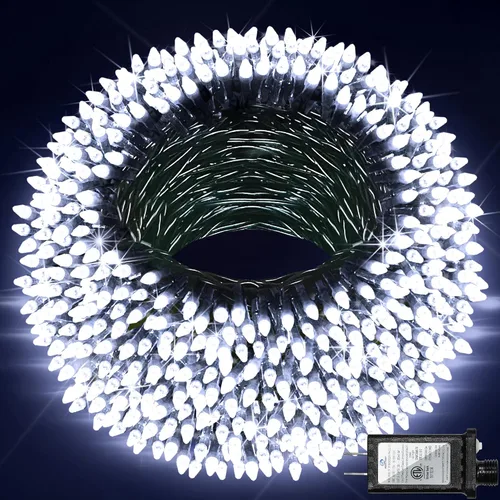 Vista 10 de Paquete de 2 Total 200 Pies 600 Luces LED de Navidad en Cadena, Luces de Árbol de Hadas Blanco Frío Conectables, 8 Modos y Temporizador Luces