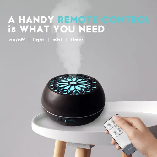 Vista 7 de 550ml Difusor de aceite esencial de gran capacidad con juego de 6 aceites de aromaterapia, humidificador de aire ultrasónico con temporizador y luz