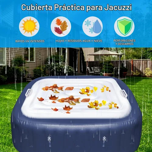 Vista 5 de Cubierta Inflable para Jacuzzi Tapa de Ahorro de Energía para Jacuzzi al Aire Libre, Cubierta Protectora Resistente al Viento e Impermeable