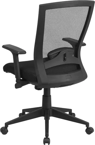 Vista 4 de Flash Furniture Cleo Silla de oficina ergonómica giratoria ejecutiva de malla negra con ajuste de ángulo trasero y brazos ajustables