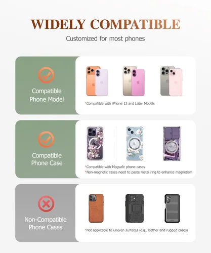 Vista 5 de GVIEWIN Soporte Magnético para Anillo de Teléfono, Compatible con MagSafe Agarre de Teléfono con Soporte Ajustable, Soporte Magnético de Anillo
