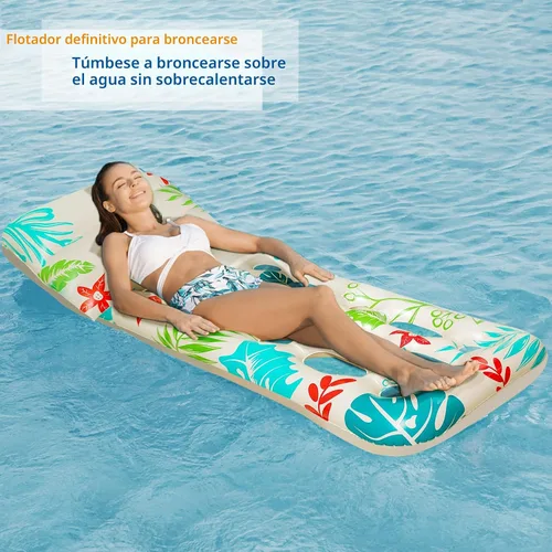 Vista 7 de Jasonwell Flotador Inflable de Piscina para Adultos - Flotadores de Piscina Silla Flotante Balsa con Respaldo Ajustable Portavasos Flotador de Agua