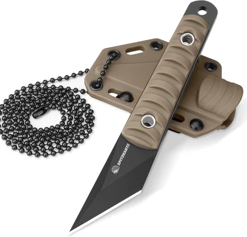 Vista 10 de Cuchillo de cuello compacto de 14.7 cm, pequeño cuchillo de hoja fija EDC Kiridashi con empuñadura de ABS azul, acero 5Cr14MoV, ideal para camping