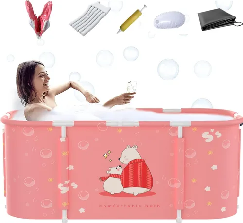 Vista 8 de Bañera portátil para cabina de ducha, bañera plegable grande de 45.3 pulgadas para adultos, bañera de SPA japonesa plegable para baño familiar