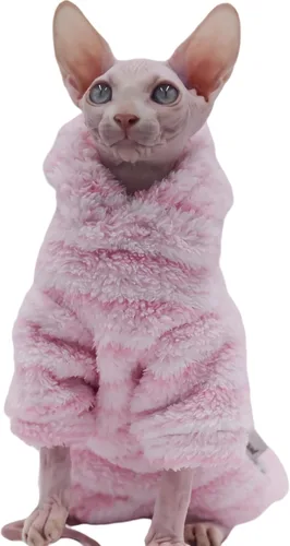 Vista 9 de Ropa para gatos sin pelo, de grosor cálido, suave, de invierno, para gatos Sphynx, gatos Devon Rex, Cornish y gatos pequeños (XS)