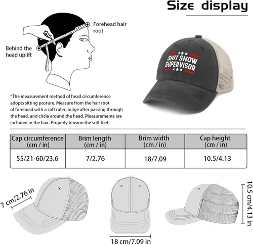 Vista 7 de VUWKNQ Shit Show Hat Shit Show Supervisor Hat Trucker Hat Women Funny Mesh Cap for Summer