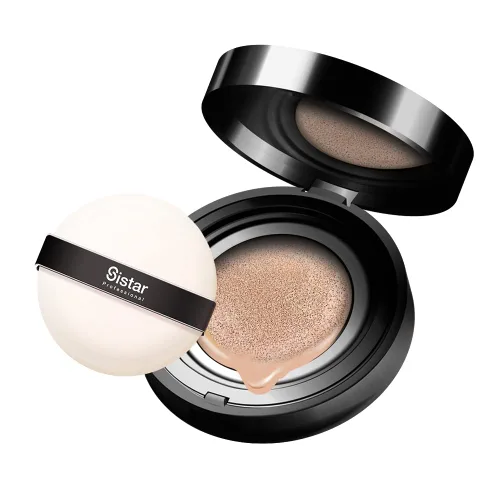Vista 10 de Sistar Cojín BB para perfeccionar la piel, cobertura completa, de larga duración, base de brillo natural, funda On The Go con espejo (profundo)