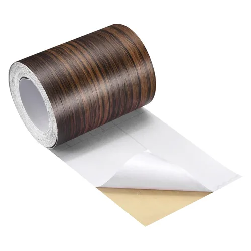 Vista 13 de uxcell Cinta de grano de madera, 1.97 pulgadas x 16.41 pies, adhesivo de papel de pared autoadhesivo para pared, esquina, mesa, puerta, sofá, Marrón