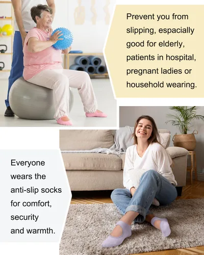 Vista 7 de Calcetines de pilates antideslizantes para mujer, calcetines atléticos de yoga para barre ballet, descalzo, entrenamiento, hospital