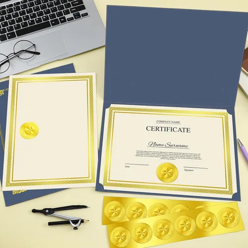 Vista 6 de El kit de certificado de 150 piezas incluye 50 soportes para certificados, cubiertas de diploma, 50 piezas de papel de certificado con borde
