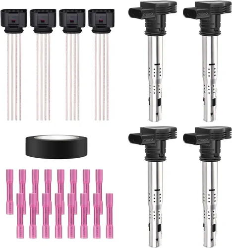 Vista 46 de Juego de 4 bobinas de encendido y arnés de cableado con conector pigtail compatible con Accord Odyssey Acura Saturn 3.0L 3.2L 3.5L V6 C1221 UF242