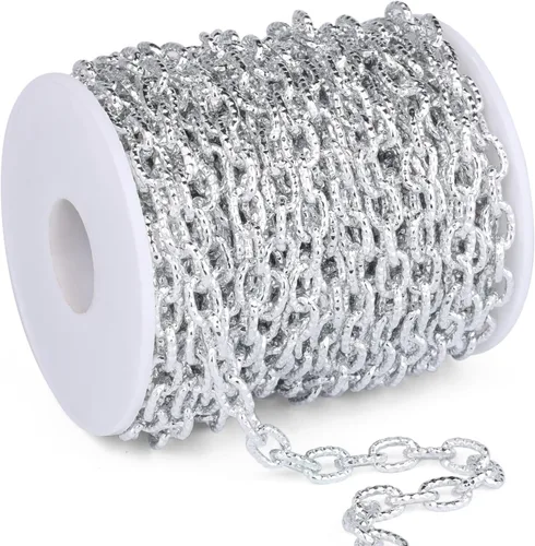 Vista 20 de 33 Pies de Cadenas de Cable Rolo Negro, 4 MM de Cadena de Eslabones O de Cable Ovalado de Aluminio Banado en Negro en Carrete a Granel para Hacer