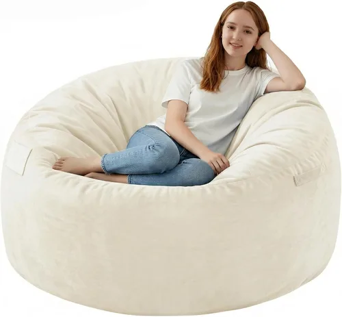 Vista 25 de Silla de Puf de 2 pies, Sillas de Puf Cómodas con Relleno de Espuma Viscoelástica, Sofá de Puf Esponjoso con Cubierta de Terciopelo Holandés, Sillas