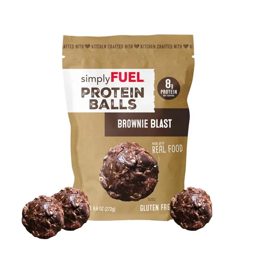 Vista 8 de simplyFUEL - Bolas de proteína de alimentos integrales con probióticos, bocadillos de chocolate y almendras y coco, 0.28 oz de proteína, bolas