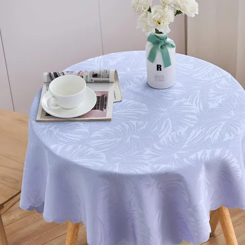 Vista 29 de Mantel Redondo Aqua Jacquard Pequeño de 40 Pulgadas, Manteles para Mesas de hasta 26" de Diámetro, Impermeable, Lavable, Sin Arrugas, Tela Suave