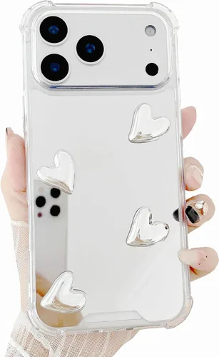 Vista 12 de Funda para iPhone 11, flexible, lindo corazón, silicona suave, transparente, espejo de maquillaje para mujeres y niñas, a prueba de golpes