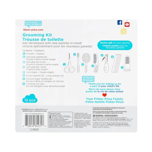 Vista 7 de Smart Care Fisher-Price - Kit de aseo para bebés de 12 piezas, artículos esenciales para recién nacidos, juego de regalo para bebés, incluye kit