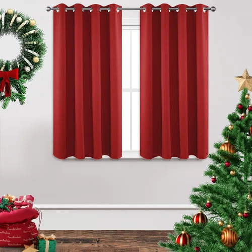 Vista 93 de Joydeco - Juego de 2 paneles de cortinas opacas de 63 pulgadas, 2 cortinas largas con aislamiento térmico burg, cortinas de oscurecimiento