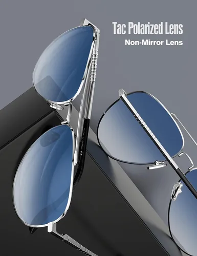 Vista 4 de LUENX, Aviator - Gafas de sol polarizadas, para hombres y mujeres, protección UV 400, con funda 60MM