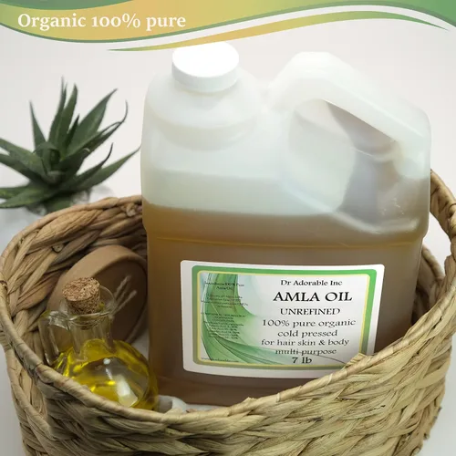 Vista 2 de Dr Adorable - 7 lb - Aceite orgánico AMLA sin refinar - 100% puro prensado en frío extra virgen para un cabello sano y cuero cabelludo hidratado