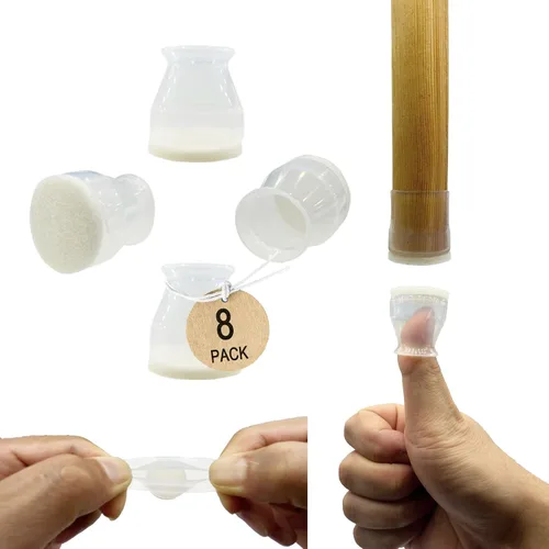 Vista 10 de Protectores de suelo de silicona extra pequeños para patas de silla con fieltro, se ajustan de 19/32 a 15/16 pulgadas, tapas de silicona para patas