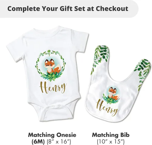 Vista 4 de Mantas de bebé personalizadas para niños - Regalos personalizados para bebés para niños - Regalos personalizados para bebés suaves y ligeros (zorro)