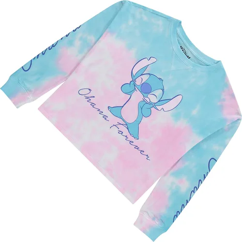 Vista 6 de Lilo and Stitch - Sudadera clásica de manga larga para mujer con teñido anudado y puntada