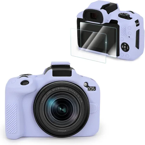 Vista 11 de VOVMOEYA Compatible con Canon EOS R50 - Kit de accesorios para funda de cámara [con 2 películas LCD templadas], funda protectora de cámara