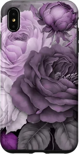 Vista 11 de Purple Watercolor Rose Flower Bouquet on Gray Case for iPhone 17