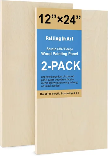 Vista 11 de Falling in Art Kit de paneles de madera de abedul sin terminar para pintura, lienzo de madera, paquete de 4 unidades de 4 x 12 pulgadas de estudio