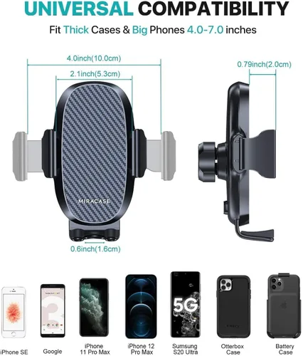 Vista 7 de Soportes para teléfono Miracase para tu coche, soporte universal para teléfono de coche para salpicadero, ventilación y parabrisas, soporte